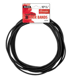 Black Hair Bands - 17 1/2 in - 8 ct
